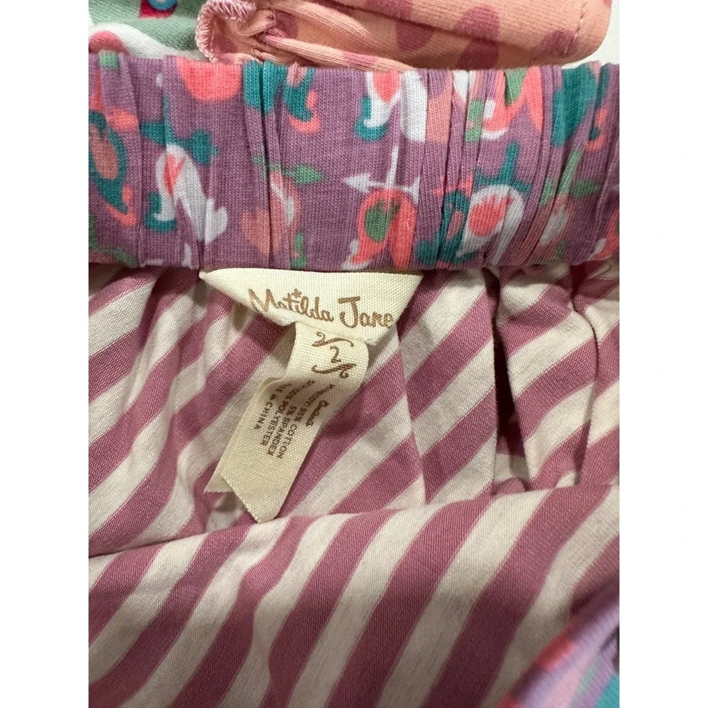 Matilda Jane Girls Size 2 Dress‎ Floral Ruffle Pink Striped Tulle Skirt